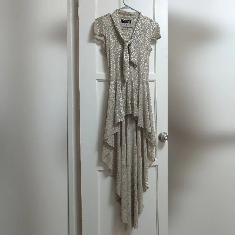 Nathalia Gaviria Coquita Sheer Lace Top High Low With Tie Leopard Size XS/Small - Picture 2 of 5